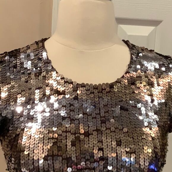 Alice + Olivia bronze silver sequin striped top Small - Picture 7 of 8